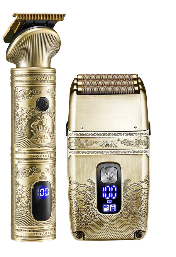 Metal Gold Electric Hair Trimmer and Shaver kit V-649