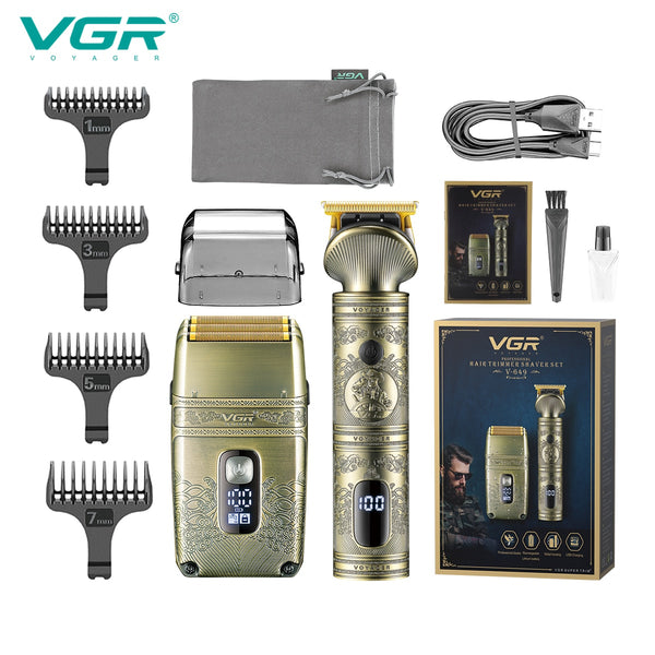 Metal Gold Electric Hair Trimmer and Shaver kit V-649