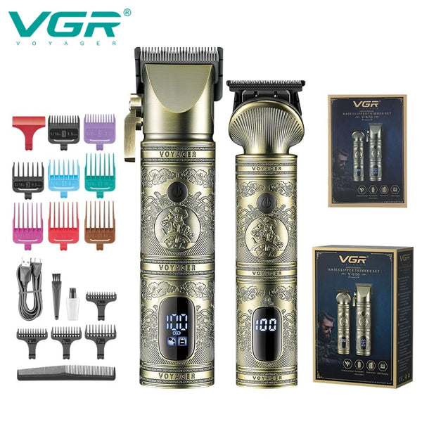 Professional Metal Hair Clipper and Trimmer Set V-670