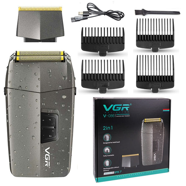 Portable 2 in 1 Stainless Steel Electric Shaver and Trimmer V-086