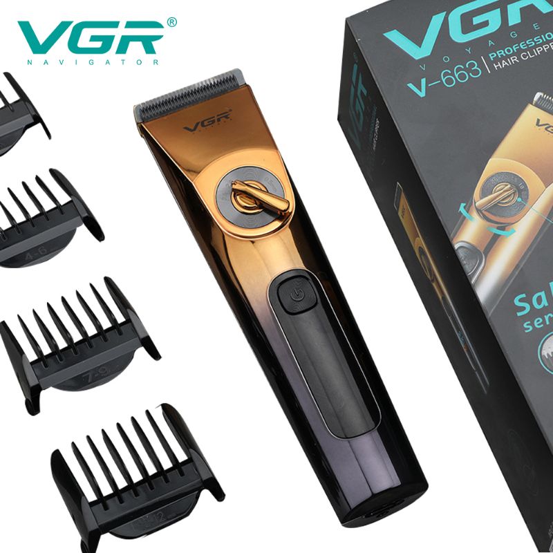 Waterproof Rechargeable Black and Gold Hair Clipper V-663