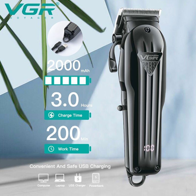 Professional Metal Black Electric Hair Clipper V-282