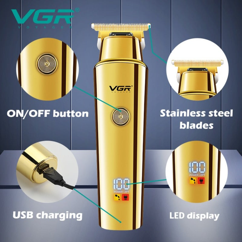 Professional Metal Shiny Gold Hair Trimmer V-947