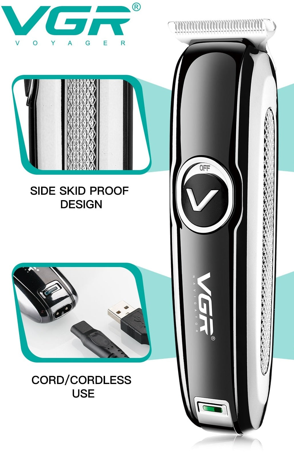 Professional Black & Silver Hair Trimmer V-168