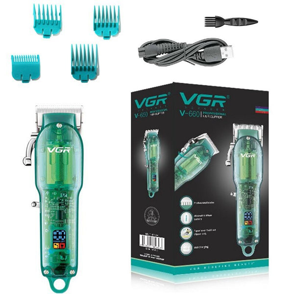 Transparent Digital Display Hair Clipper V-660