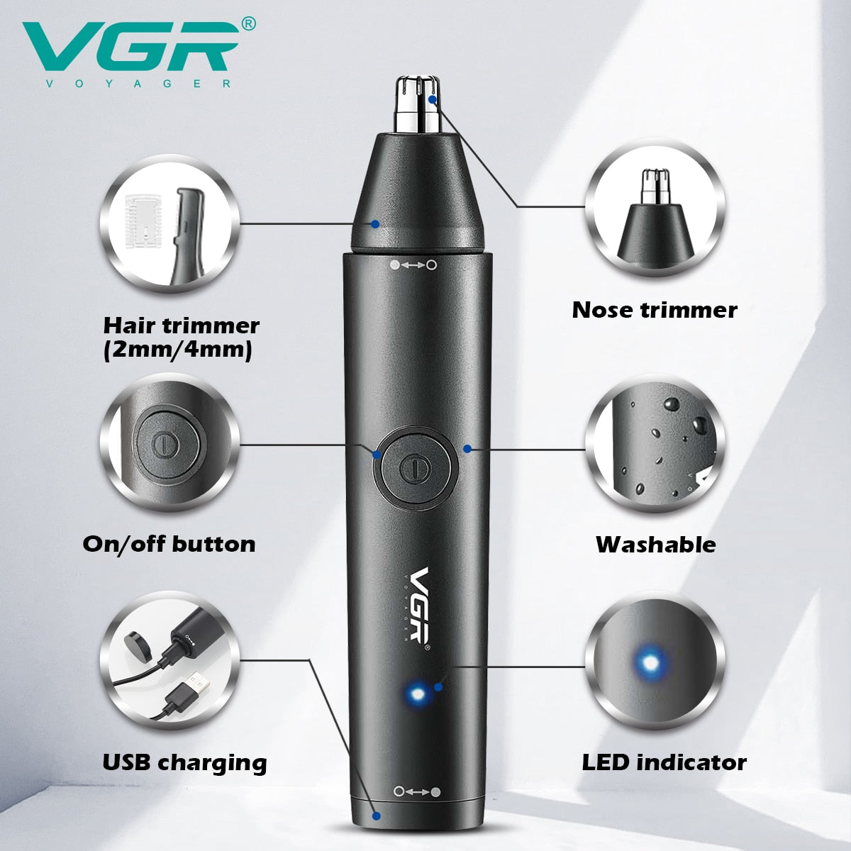 2 in 1 Nose Trimmer and Hair Clipper Waterproof V-613