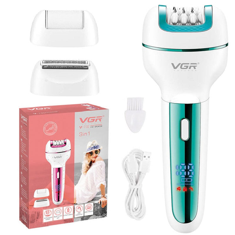 3 in 1 Epilator Electric Shaver Hair Removal + Callus Remover V-732