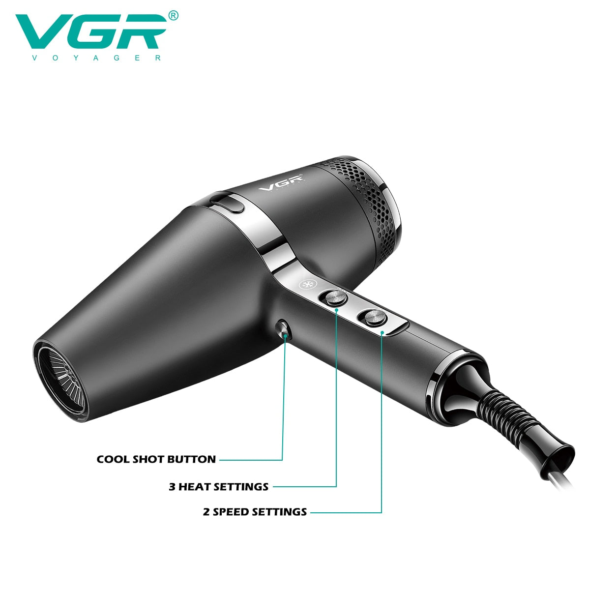 3 HEAT SETTING NEGATIVE ION HAIR DRYER V-451