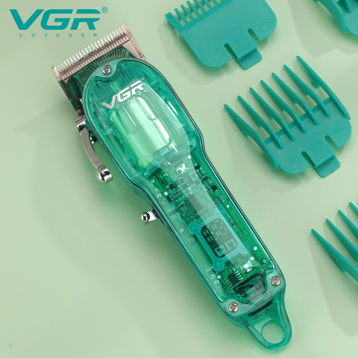 Transparent Digital Display Hair Clipper V-660