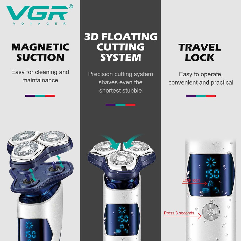 2 in 1 3D Floating Rotary Electric Shaver V-328