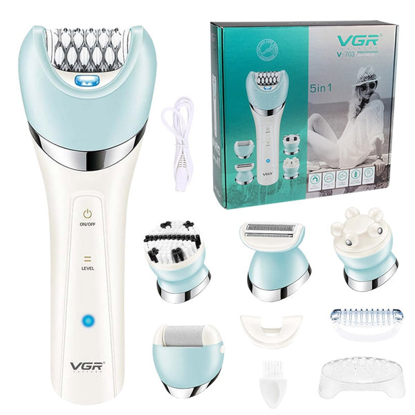 Waterproof Multifunctional 5 in 1 Electric Epilator Shaver V-703