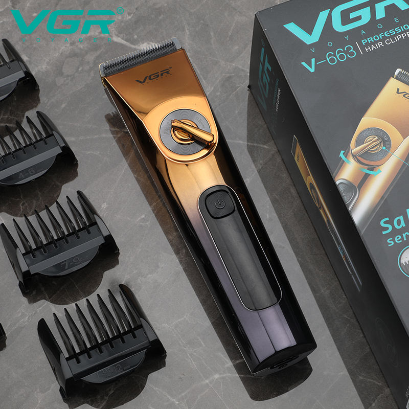 Waterproof Rechargeable Black and Gold Hair Clipper V-663