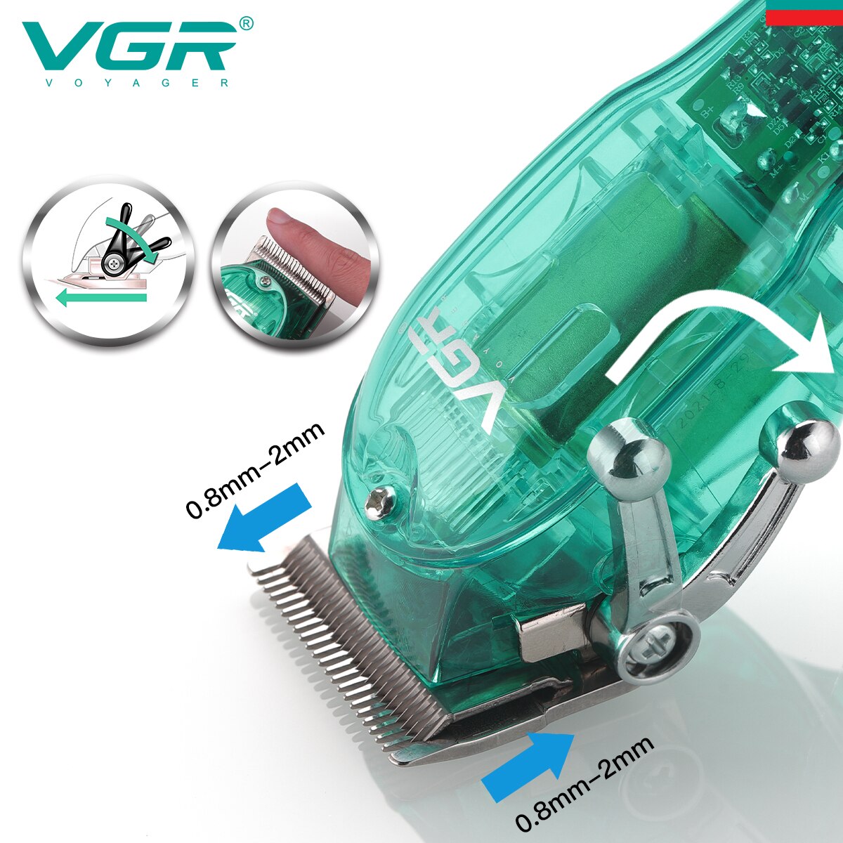 Transparent Digital Display Hair Clipper V-660