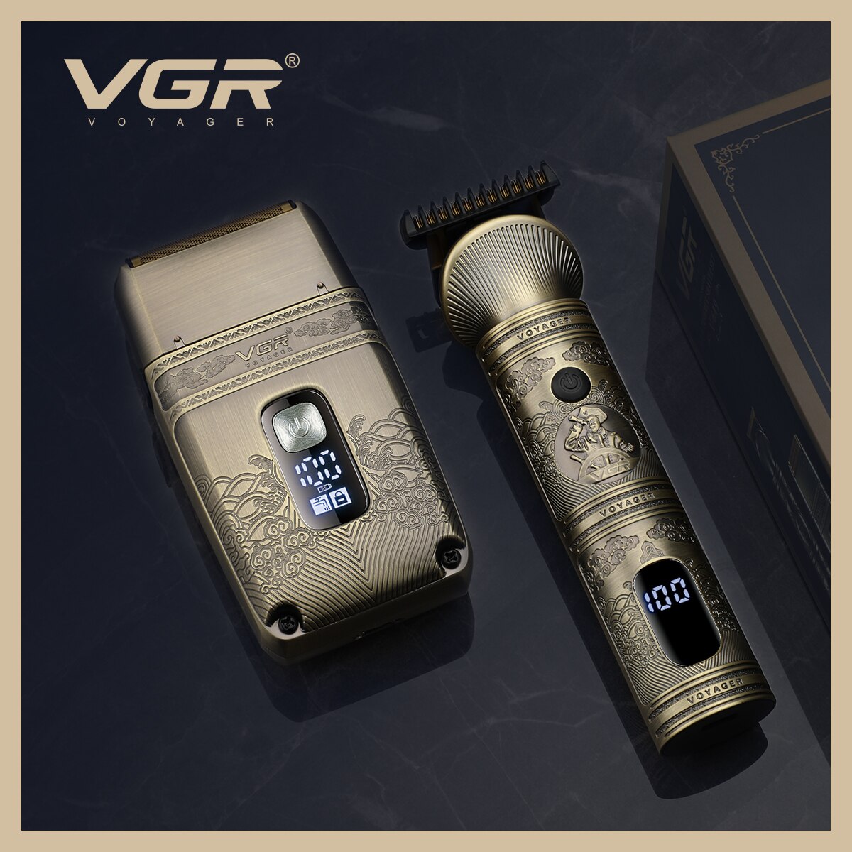 Metal Gold Electric Hair Trimmer and Shaver kit V-649