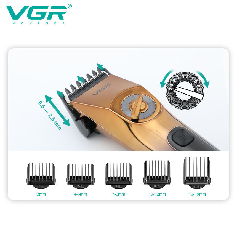 Waterproof Rechargeable Black and Gold Hair Clipper V-663