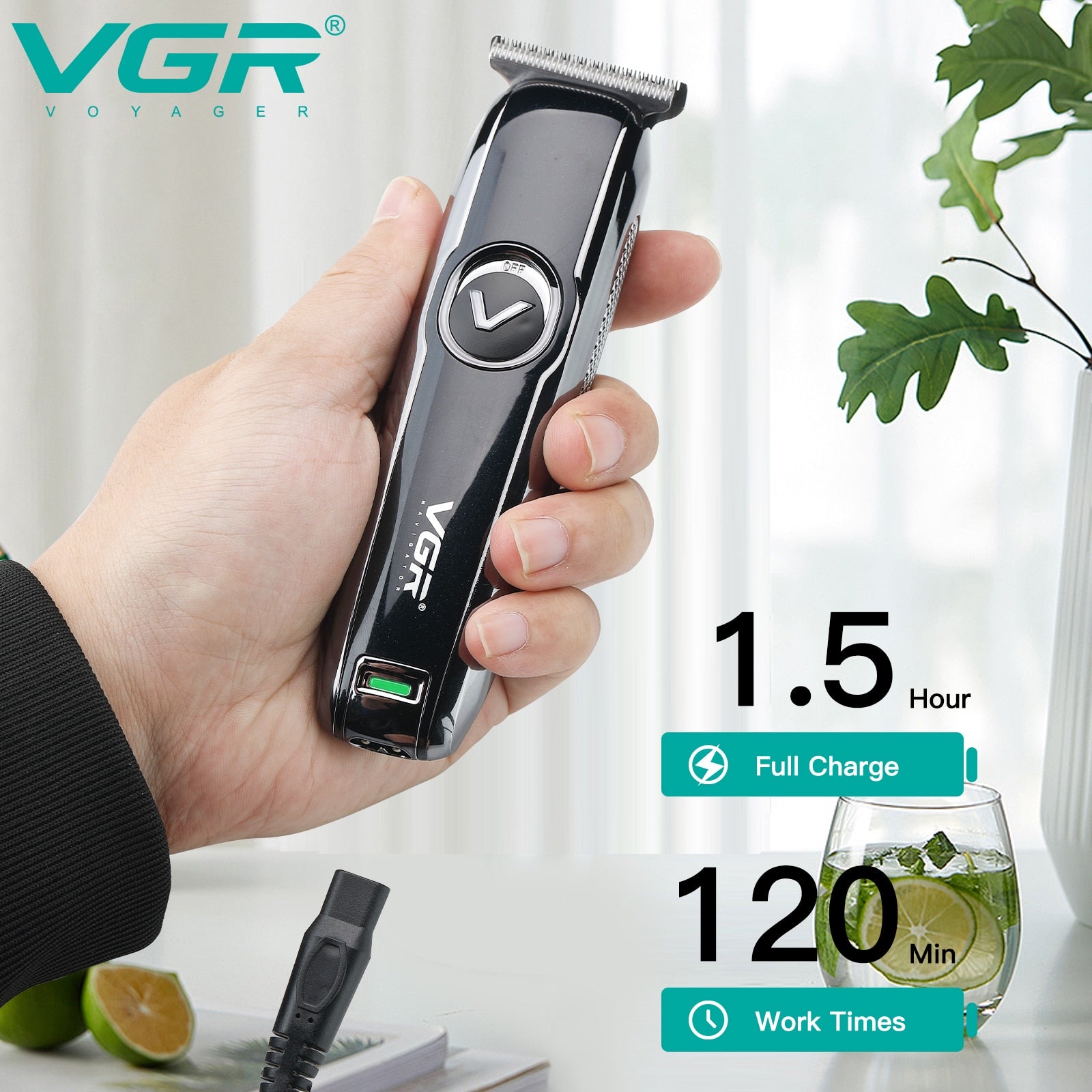 Professional Black & Silver Hair Trimmer V-168