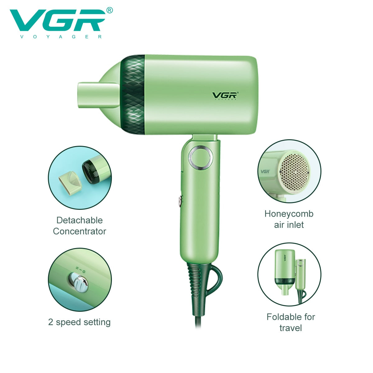 Professional Negative Ion Foldable Hair Dryer V-421