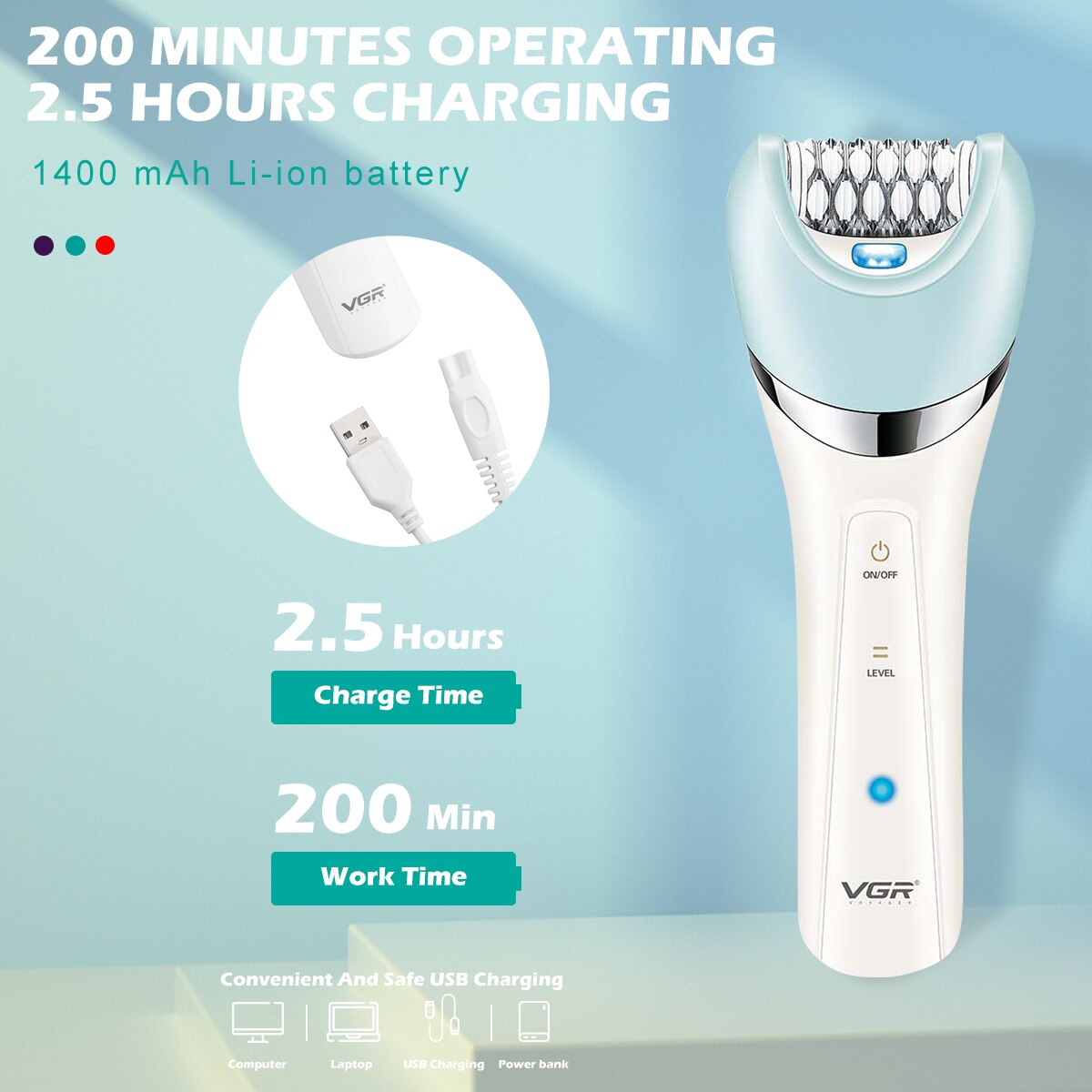 Waterproof Multifunctional 5 in 1 Electric Epilator Shaver V-703