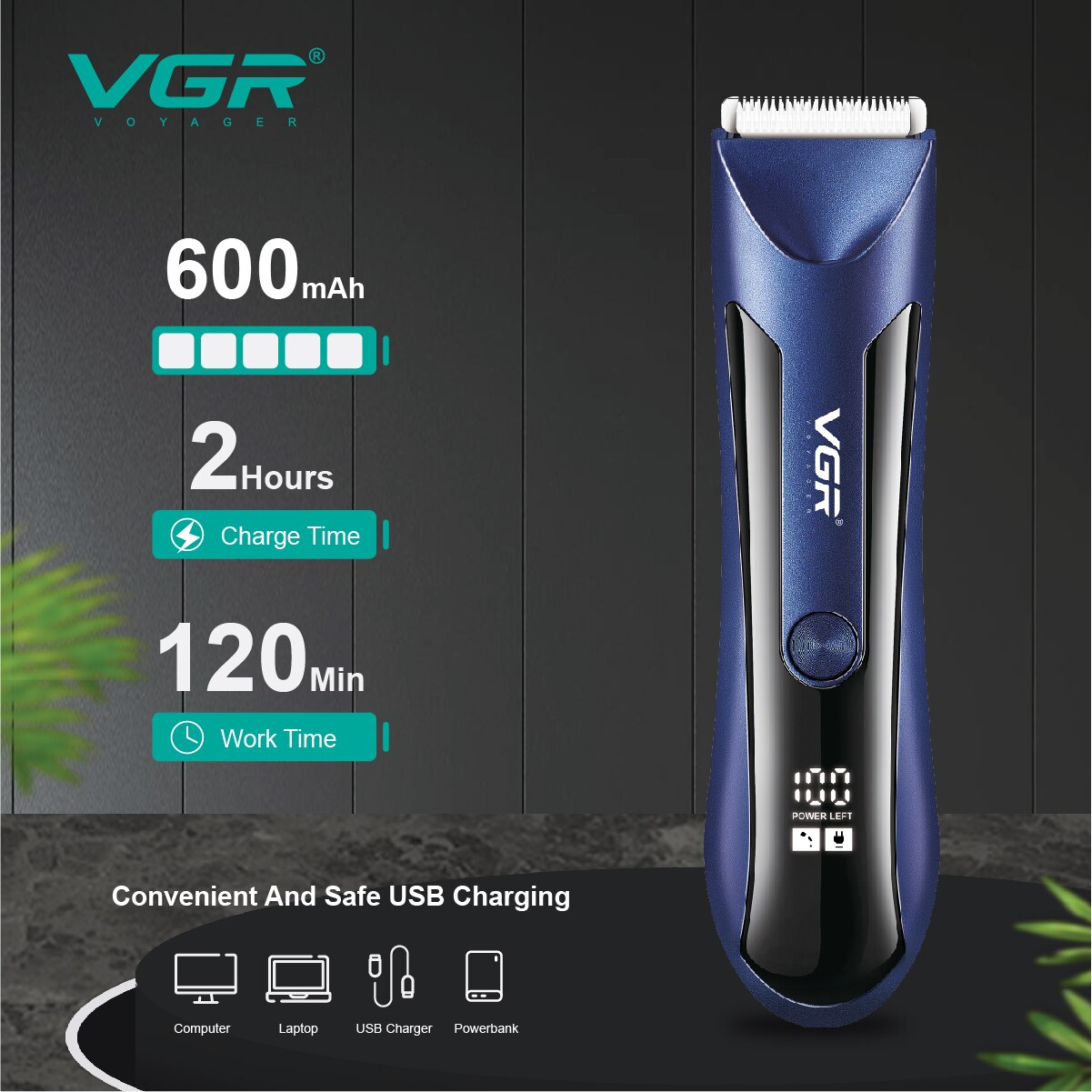 Waterproof Ceramic Blade Hair Trimmer V-951