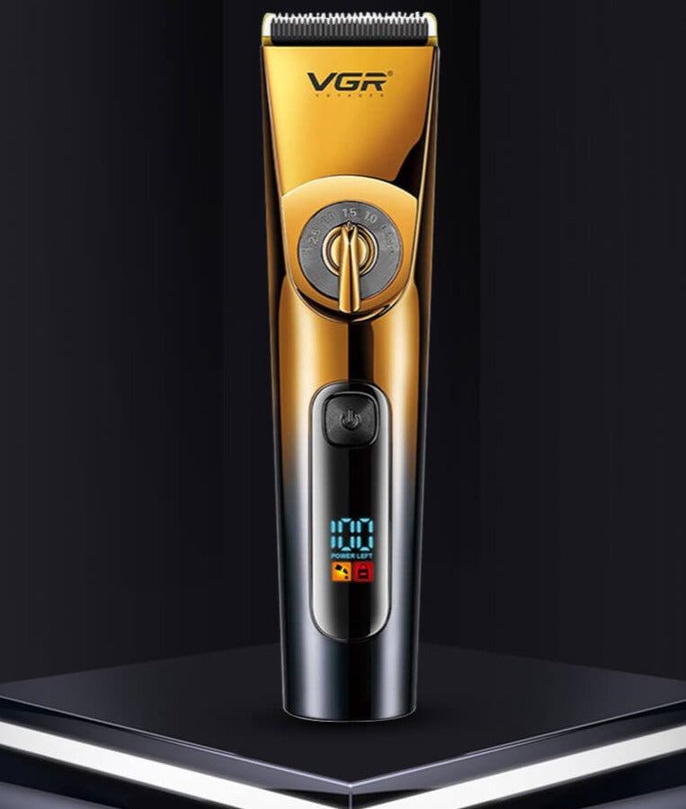 Waterproof Rechargeable Black and Gold Hair Clipper V-663