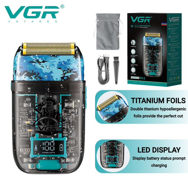 Transparent Electric Foil Shaver and Beard Trimmer V-352