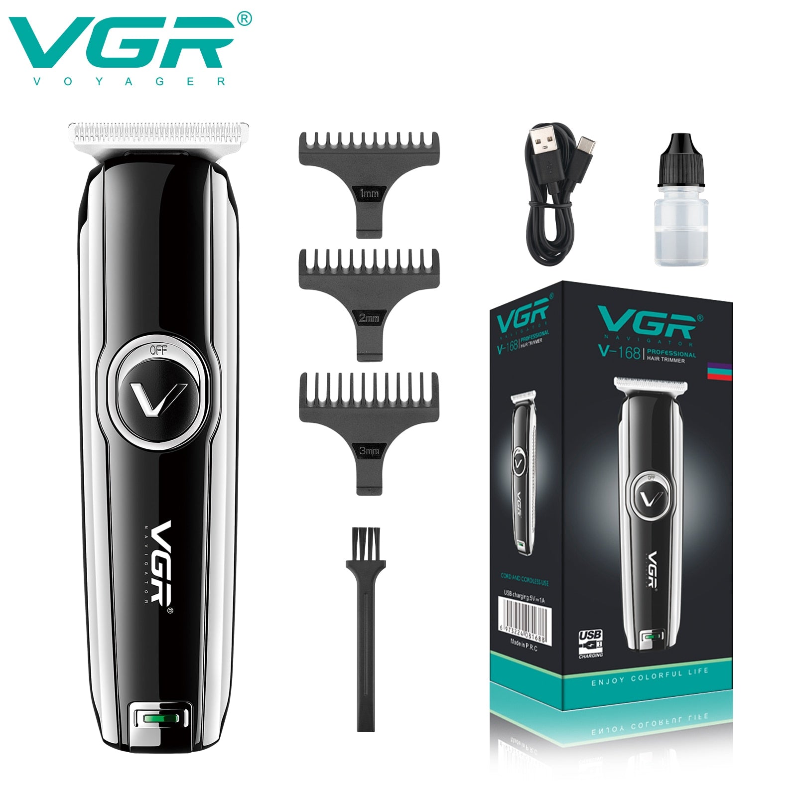 Professional Black & Silver Hair Trimmer V-168