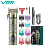 Full Metal Gold Hair Clipper with LED Display V-697