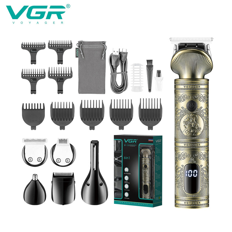 Professional Vintage Metal 6 in 1 Grooming Kit V-106