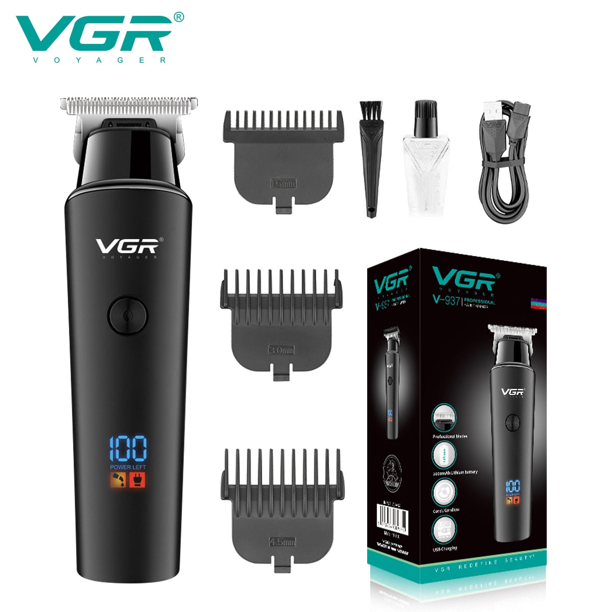 Professional Hair Trimmer with LCD Display V-937